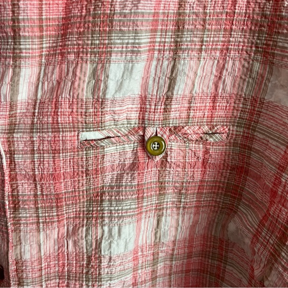 3/$40 Alia size 18W Pink & Tan Button Down Blouse 3/4 length Sleeve - Picture 5 of 7